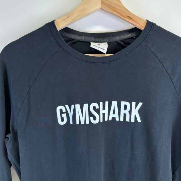 Gymshark Long Sleeve Black Logo Fitted Raglan T Shirt Womens Medium Athleisure - Picture 3 of 12
